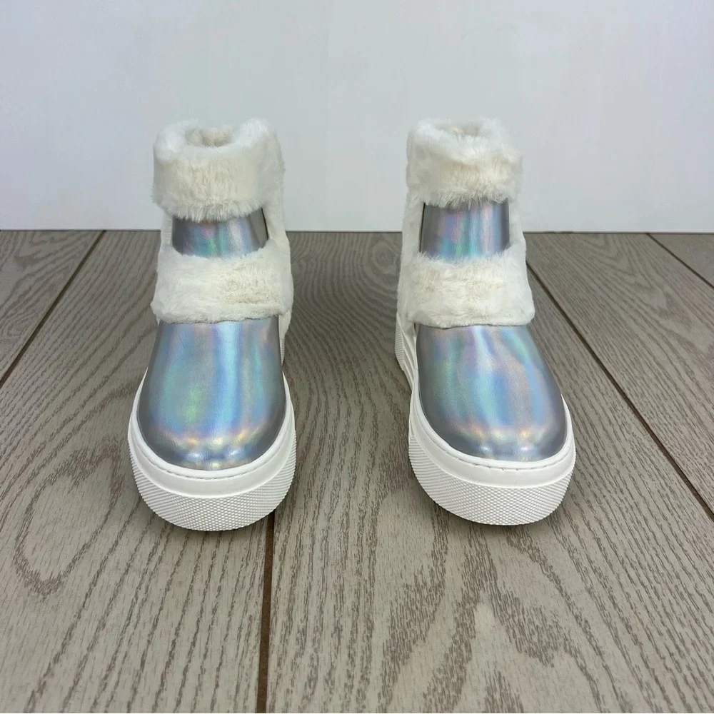 Steve Madden Girls Bunny Little Kid/Big Kid Boots Iridescent Silver $70